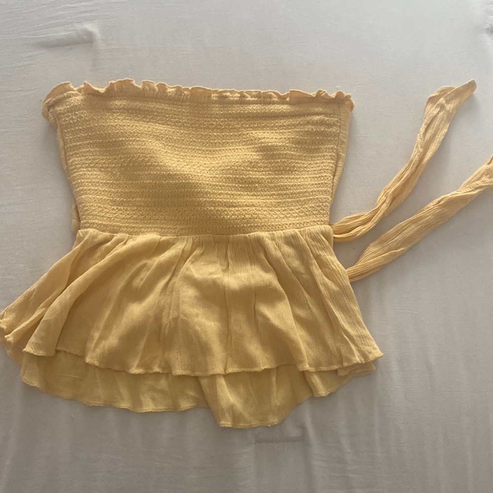Pacsun yellow ruffled knit tube top
